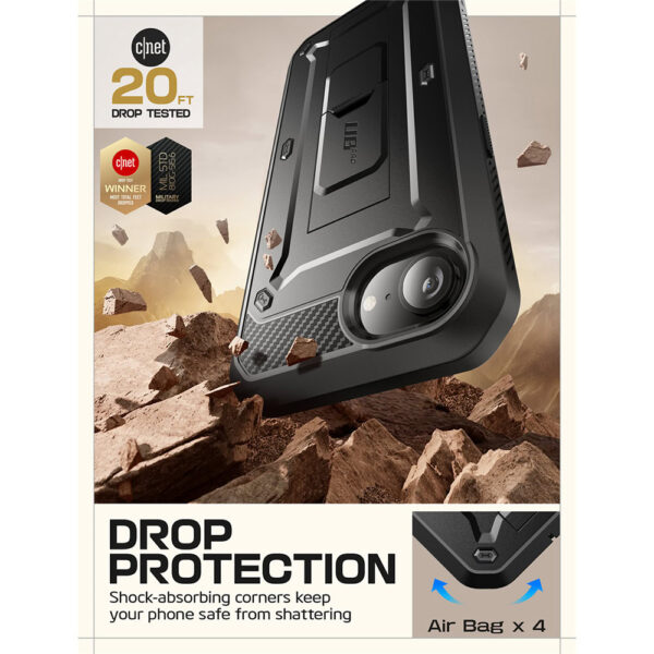 Supcase 360 Backcase case with screen protector iPhone 16e - Black - Image 4