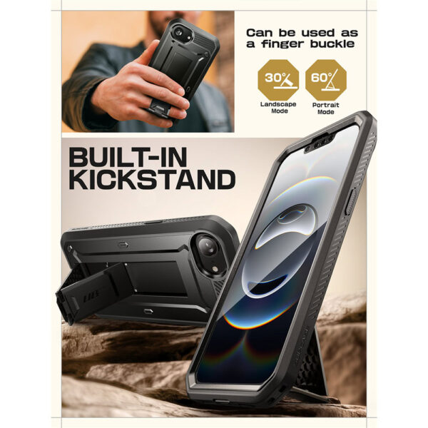 Supcase 360 Backcase case with screen protector iPhone 16e - Black - Image 5
