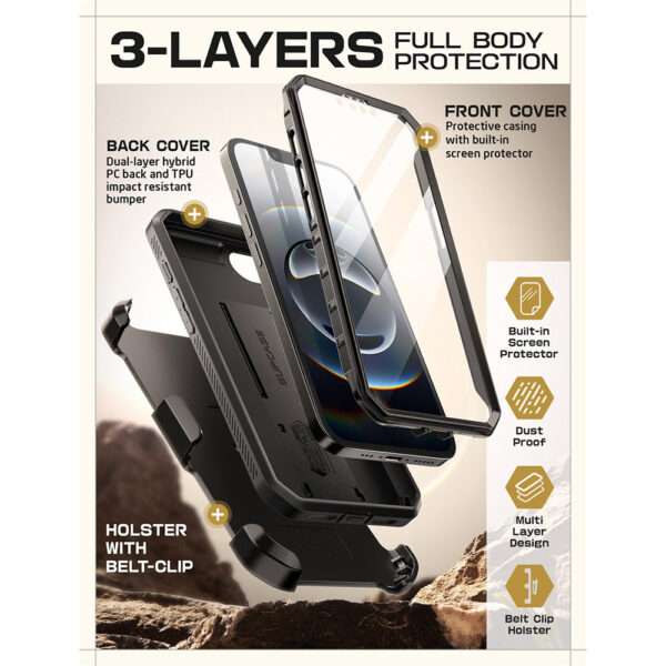 Supcase 360 Backcase case with screen protector iPhone 16e - Black - Image 6