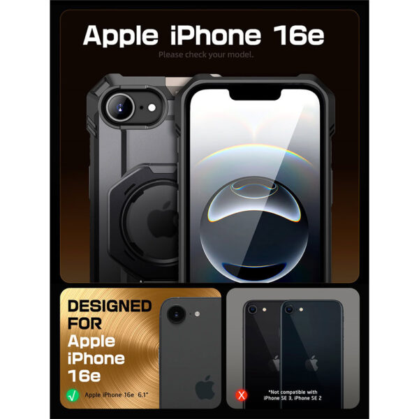 Supcase UB Grip hoesje geschikt voor iPhone 16e - Zwart - Afbeelding 3