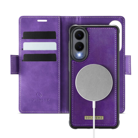 Solidenz 2-in-1 MagSafe Wallet Case voor Samsung Galaxy S25 Edge – Paars
