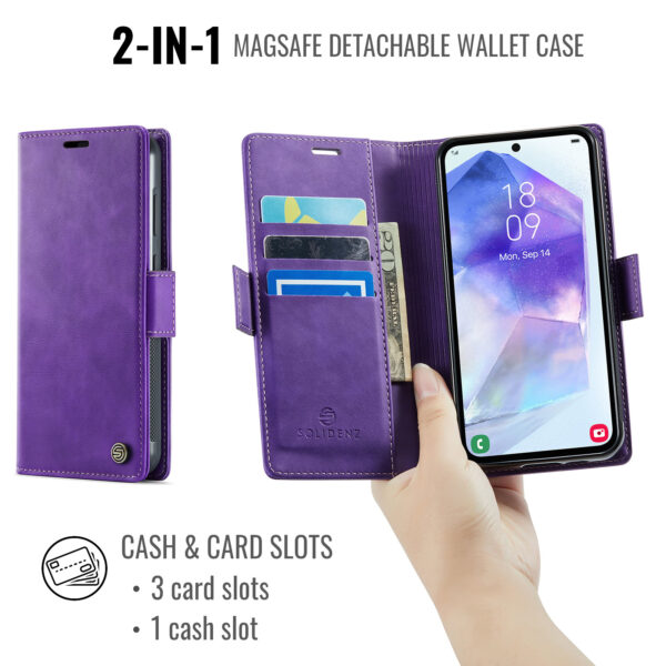Solidenz 2-in-1 MagSafe Wallet Case for Samsung Galaxy S25 Edge - Purple - Image 7