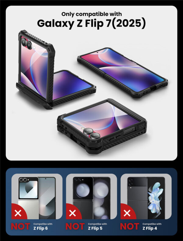 Armorbox Galaxy Z Flip 7 hoesje met screen protector - Zwart - Afbeelding 4