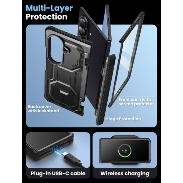 Armorbox Galaxy Z Fold 7 case with screen protector - Black - Image 10