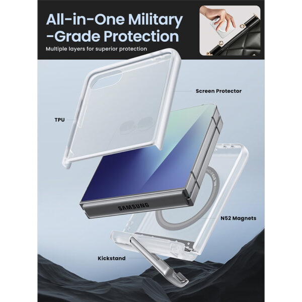 Cosmo Samsung Galaxy Z Flip 7 hoesje met screen protector en MagSafe - Transparant - Afbeelding 8