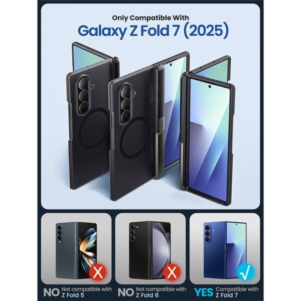 Cosmo Samsung Galaxy Z Fold 7 case with screen protector and MagSafe - Frost Black - Image 3