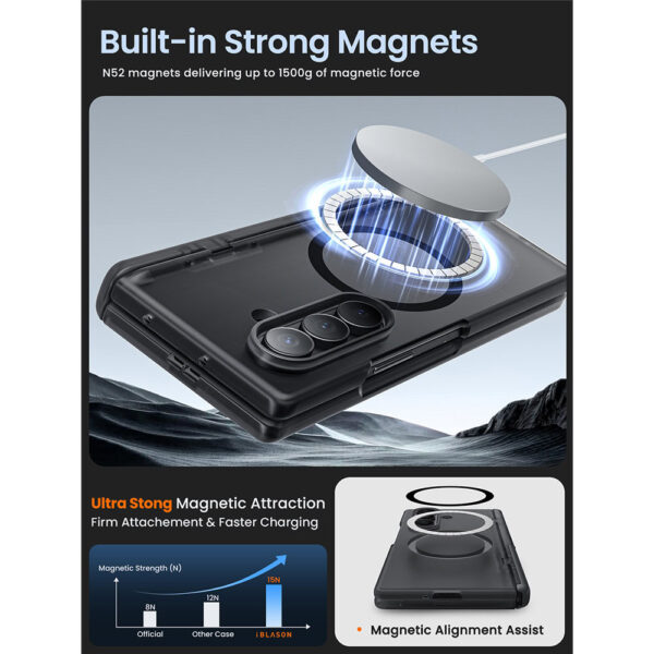 Cosmo Samsung Galaxy Z Fold 7 case with screen protector and MagSafe - Frost Black - Image 4