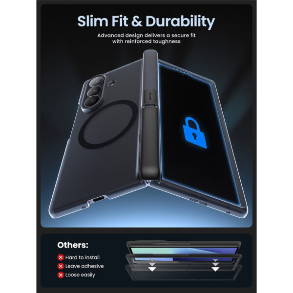 Cosmo Samsung Galaxy Z Fold 7 case with screen protector and MagSafe - Frost Black - Image 9