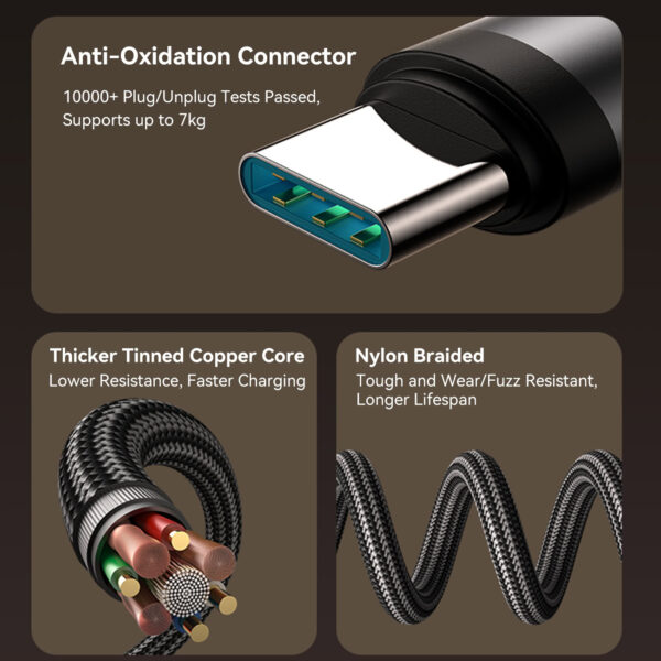 Joyroom USB‑C naar Lightning Kabel 30 W - 1.2 m Vinkeldesign met Display - Nylon Gevlochten - PD snellader - Gaming kabel - Afbeelding 2