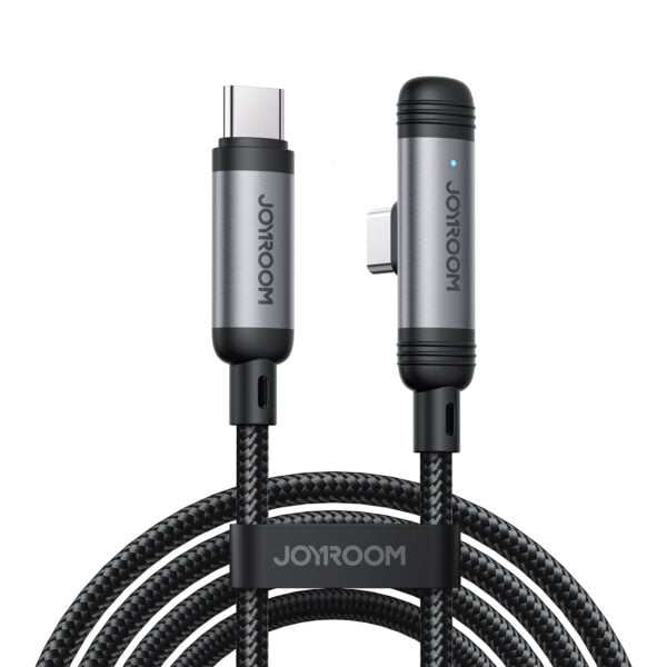 Joyroom USB‑C naar USB‑C Kabel 60 W - 1.2 m Vinkeldesign met Display - Nylon Gevlochten - PD snellader - Gaming kabel