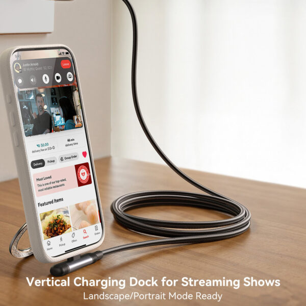 Joyroom USB‑C naar USB‑C Kabel 60 W - 1.2 m Vinkeldesign met Display - Nylon Gevlochten - PD snellader - Gaming kabel - Afbeelding 5