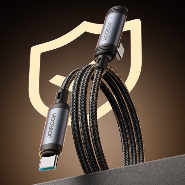 Joyroom USB‑C naar USB‑C Kabel 60 W - 1.2 m Vinkeldesign met Display - Nylon Gevlochten - PD snellader - Gaming kabel - Afbeelding 7