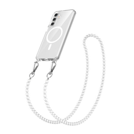 Solidenz Collection Samsung Galaxy A16 case with detachable lanyard – White Pearls