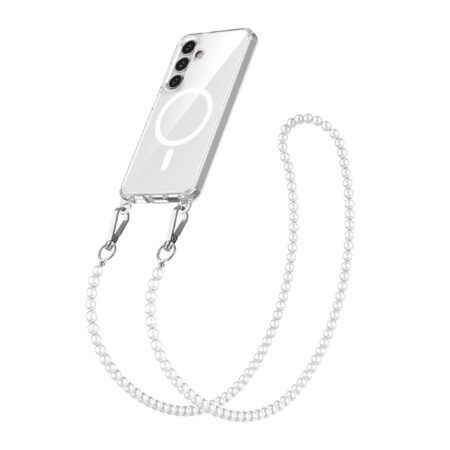 Solidenz Collection Samsung Galaxy S25 / S24 case with detachable cord – White Pearls