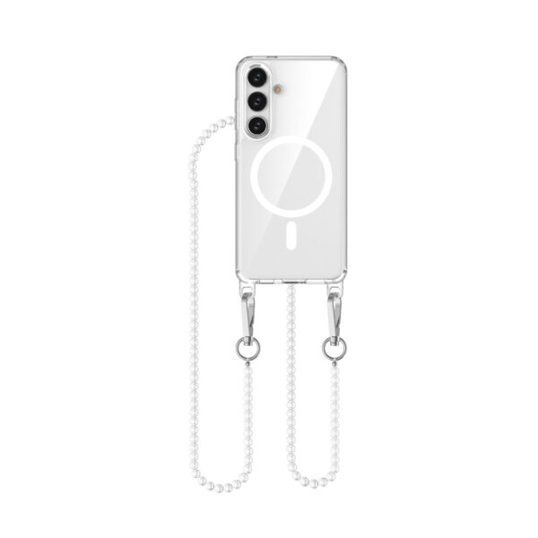 Solidenz Collection Samsung Galaxy S25 / S24 case with detachable cord - White Pearls - Image 2