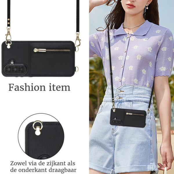 Solidenz Fashion Wallet case with cord Samsung Galaxy A56 - Black - Image 3