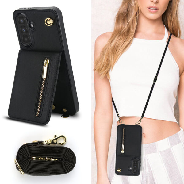 Solidenz Fashion Wallet case with cord Samsung Galaxy A56 - Black - Image 6