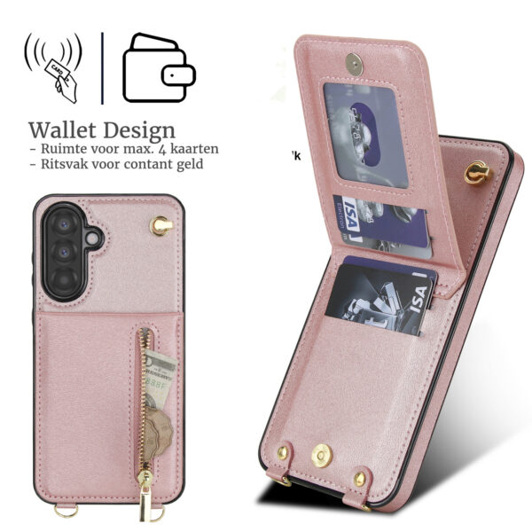 Solidenz Fashion Wallet case with lanyard Samsung Galaxy A56 - Rose gold - Image 2