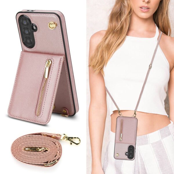 Solidenz Fashion Wallet case with lanyard Samsung Galaxy A56 - Rose gold - Image 6