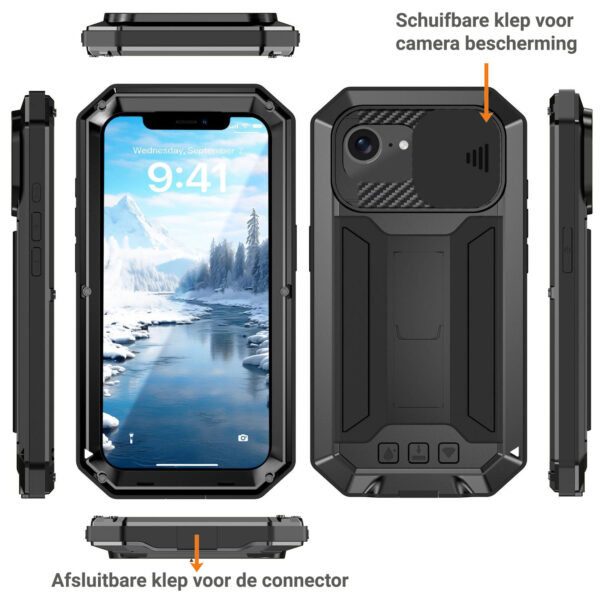 Dustproof metal case iPhone 16e - Black - Image 2