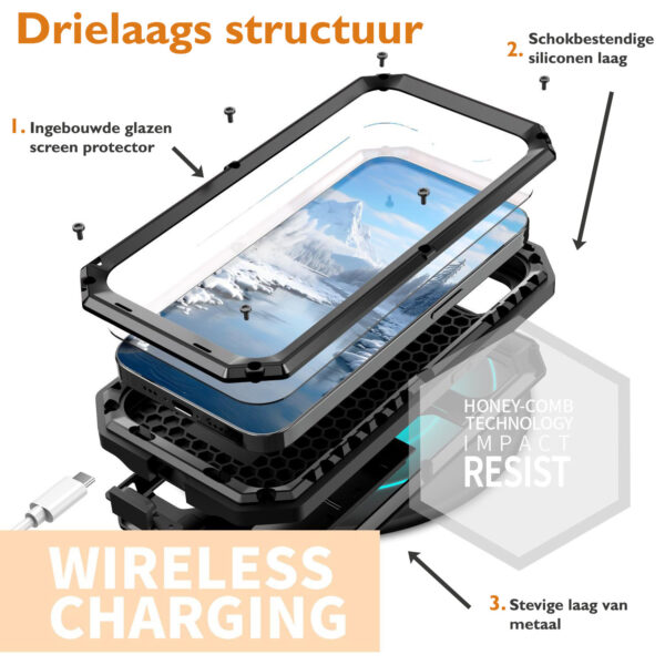 Dustproof metal case iPhone 16e - Black - Image 3
