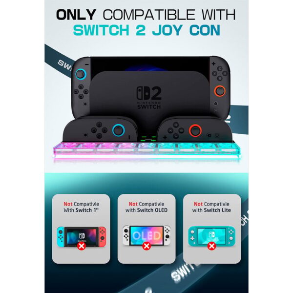 Supcase Organizer met Led en Laadstation voor Joy‑Con Nintendo Switch 2 (max. 4 stuks) - Met Koeling - Afbeelding 2