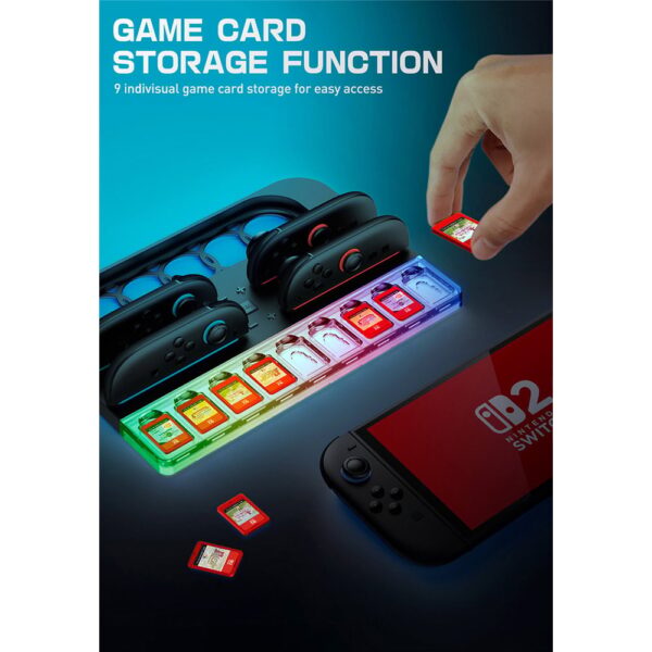 Supcase Organizer met Led en Laadstation voor Joy‑Con Nintendo Switch 2 (max. 4 stuks) - Met Koeling - Afbeelding 4