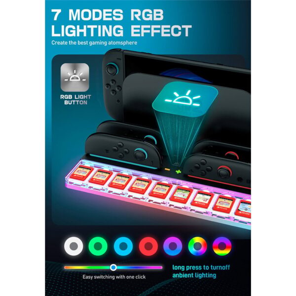 Supcase Organizer met Led en Laadstation voor Joy‑Con Nintendo Switch 2 (max. 4 stuks) - Met Koeling - Afbeelding 6