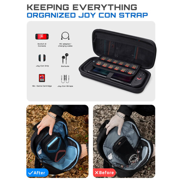 Supcase Reistas en Case voor Nintendo Switch 2 - Voor Console, Joy‑Cons en Games – Waterafstotend - Afbeelding 3