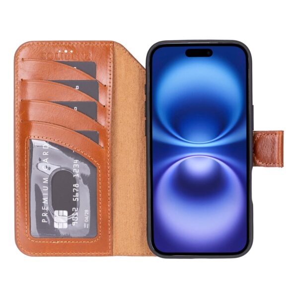 Solidenz Moda Book iPhone Air echt leren hoesje - Bruin - Afbeelding 3