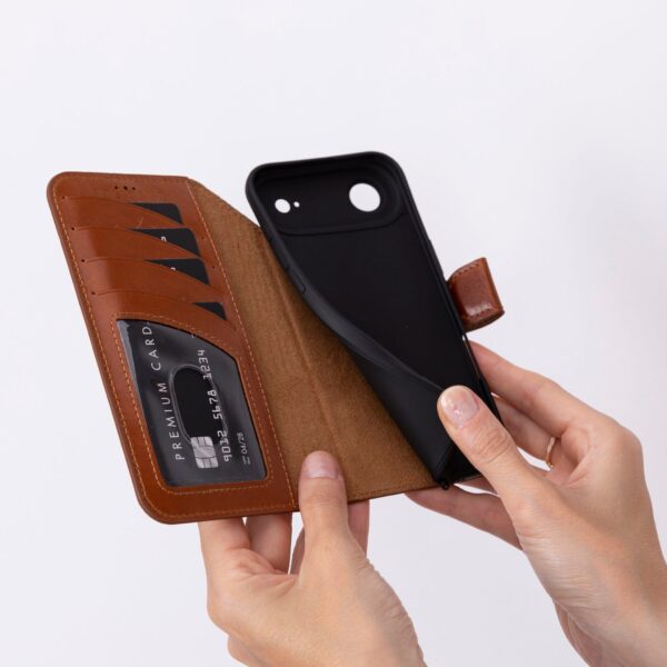 Solidenz Moda Book iPhone Air echt leren hoesje - Bruin - Afbeelding 5