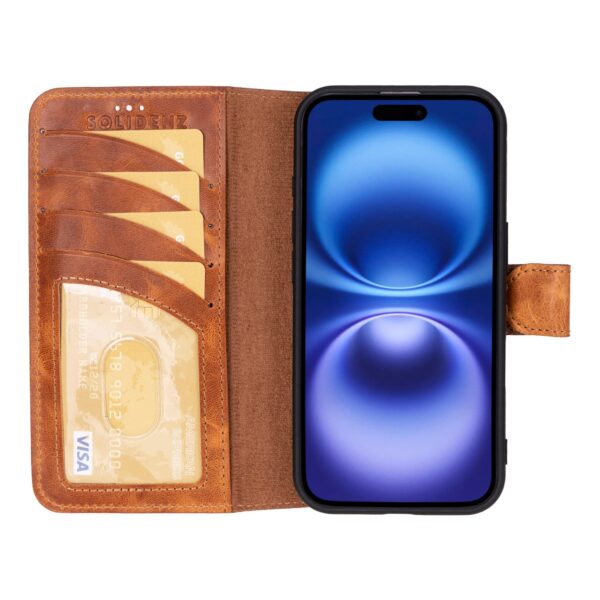 Solidenz Moda Book iPhone Air echt leren hoesje - Lichtbruin - Afbeelding 4