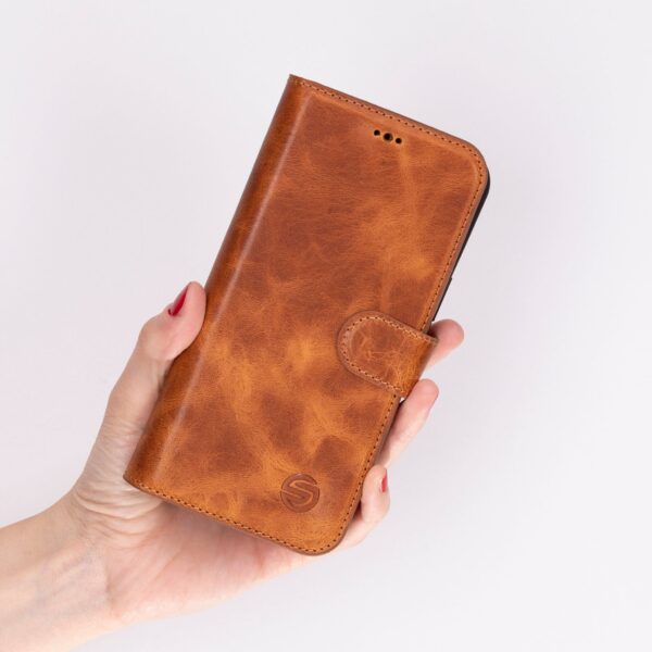 Solidenz Moda Book iPhone Air echt leren hoesje - Lichtbruin - Afbeelding 7