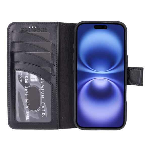 Solidenz Moda Book iPhone Air echt leren hoesje - Zwart - Afbeelding 3
