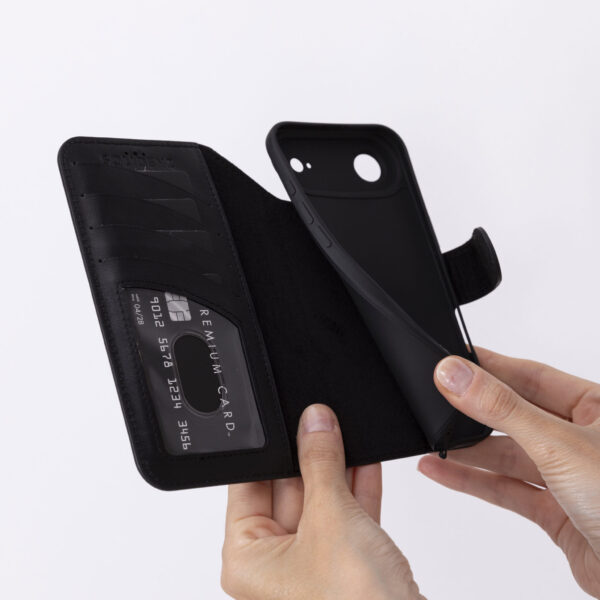 Solidenz Moda Book iPhone Air echt leren hoesje - Zwart - Afbeelding 6