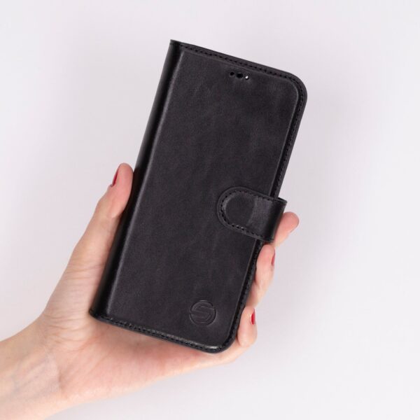 Solidenz Moda Book iPhone Air echt leren hoesje - Zwart - Afbeelding 7