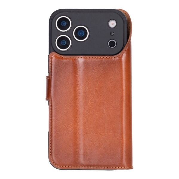 Solidenz Moda Book iPhone 17 Pro echt leren hoesje - Bruin - Afbeelding 2