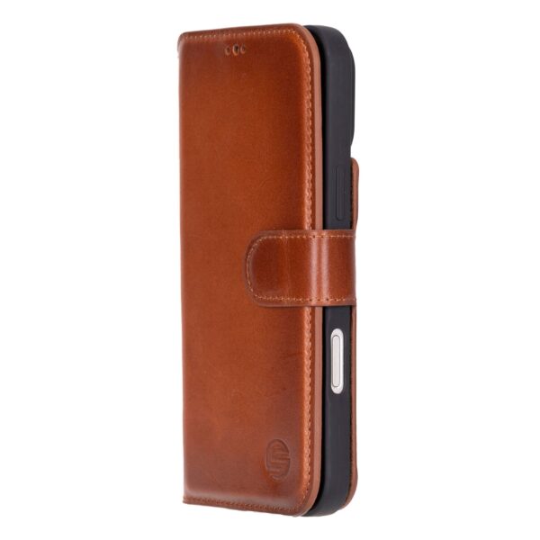 Solidenz Moda Book iPhone 17 Pro echt leren hoesje - Bruin - Afbeelding 4