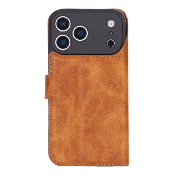 Solidenz Moda Book iPhone 17 Pro genuine leather case - Light Brown - Image 2