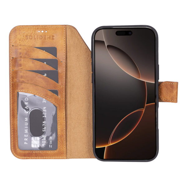 Solidenz Moda Book iPhone 17 Pro Max genuine leather case - Light Brown - Image 9