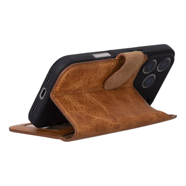 Solidenz Moda Book iPhone 17 Pro genuine leather case - Light Brown - Image 6
