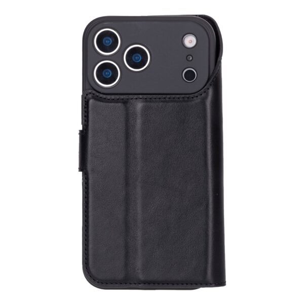 Solidenz Moda Book iPhone 17 Pro echt leren hoesje - Zwart - Afbeelding 2