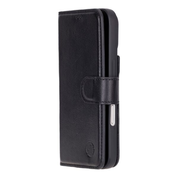 Solidenz Moda Book iPhone 17 Pro echt leren hoesje - Zwart - Afbeelding 4