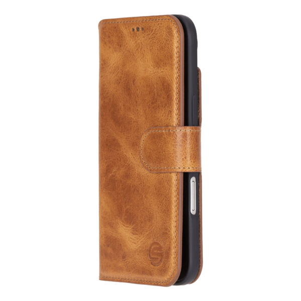 Solidenz Moda Book iPhone 17 genuine leather case - Light Brown - Image 4