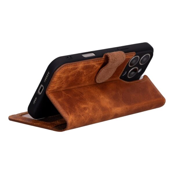 Solidenz Moda Book iPhone 17 genuine leather case - Light Brown - Image 6