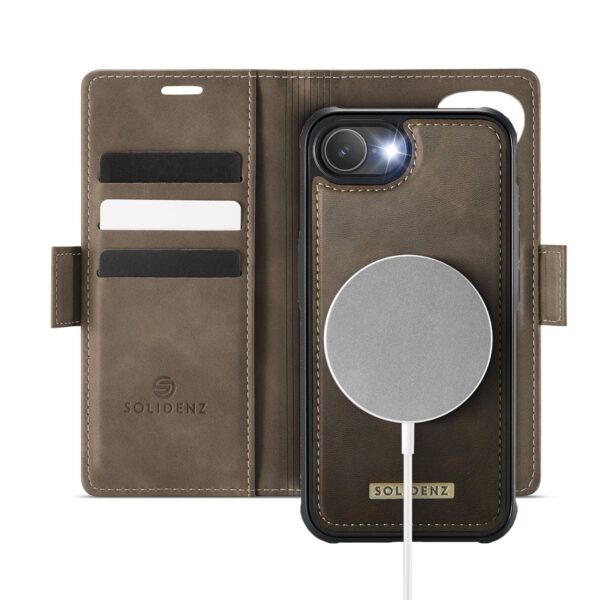 Solidenz 2-in-1 MagSafe Wallet Case for iPhone 16e - Brown