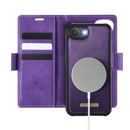 Solidenz 2-in-1 MagSafe Wallet Case for iPhone 16e – Purple
