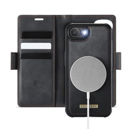 Solidenz 2-in-1 MagSafe Wallet Case for iPhone 16e – Black