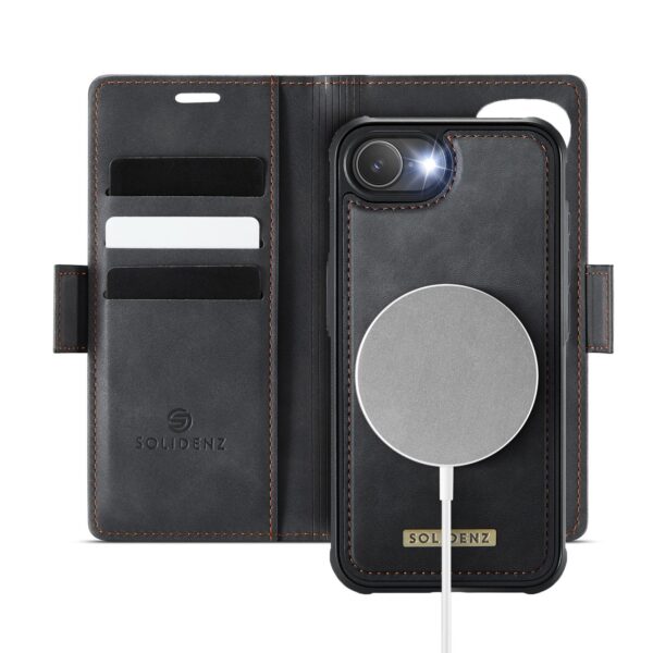 Solidenz 2-in-1 MagSafe Wallet Case for iPhone 16e - Black