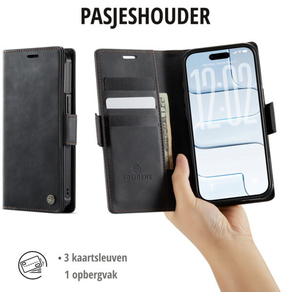 Solidenz 2-in-1 MagSafe Wallet Case for iPhone 16e - Black - Image 8